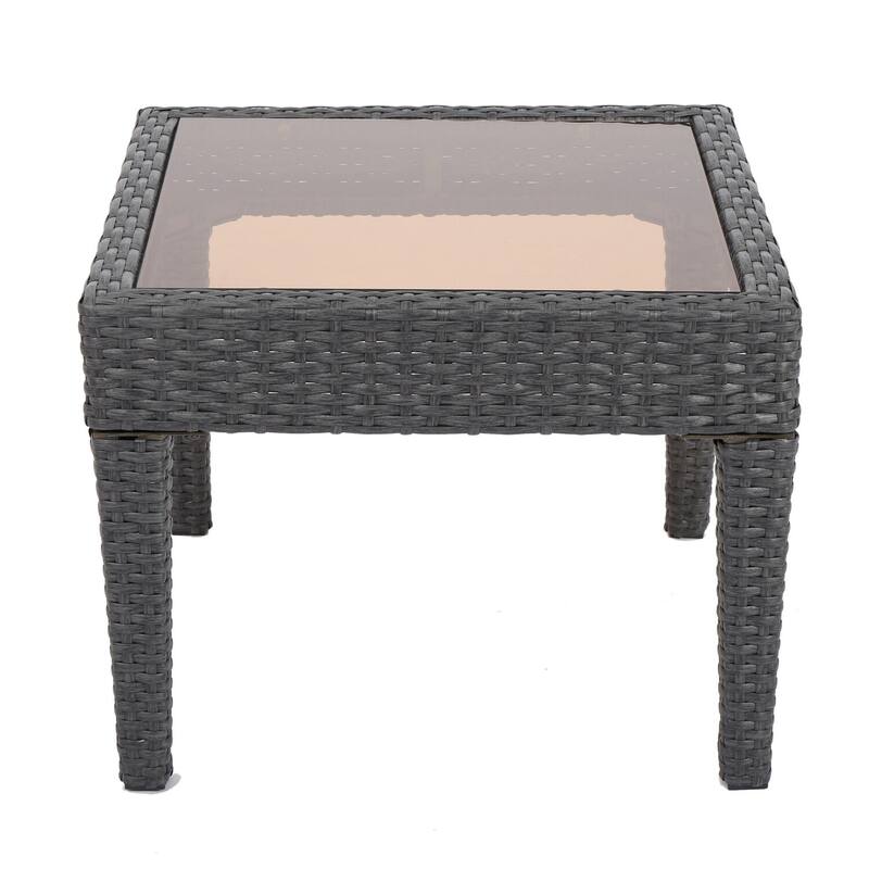20 in. Gray Square Glass End Table, Sturdy Build End Side Table for Living Rooms