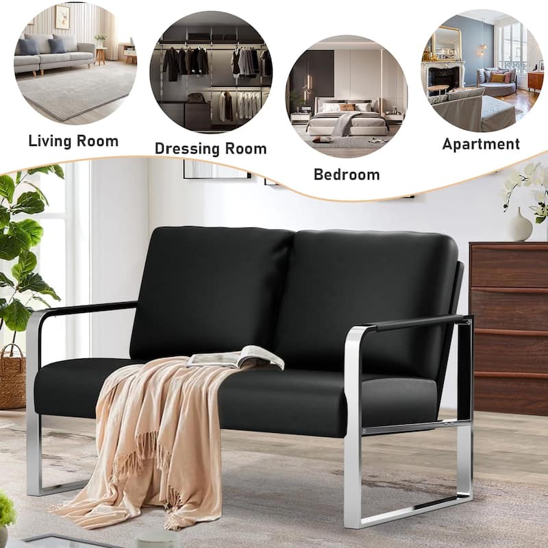 small LoveSeat sofa, Mini Couch leather loveseat for small spaces Faux Leather Loveseat Sofa Small Sofa Couches