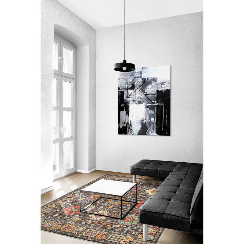 ECARPETGALLERY Hand-knotted Modern Oushak Dark Grey Wool Rug - 9' x 12'
