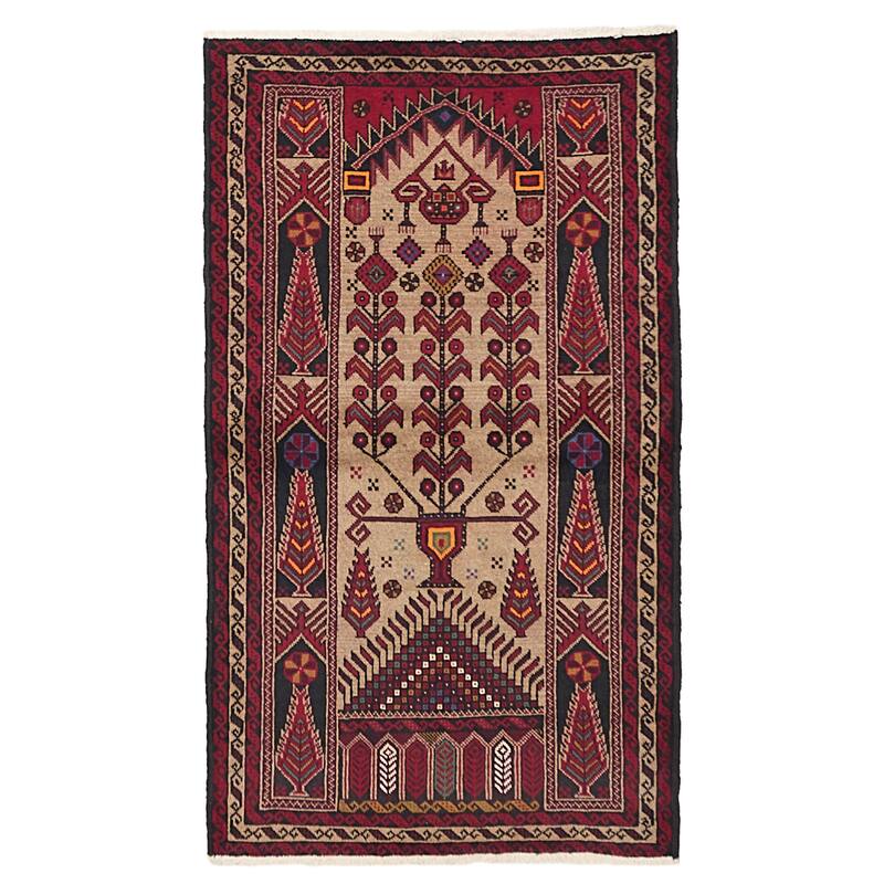 ECARPETGALLERY Hand-knotted Baluch Tan Wool Rug - 3'5 x 5'11