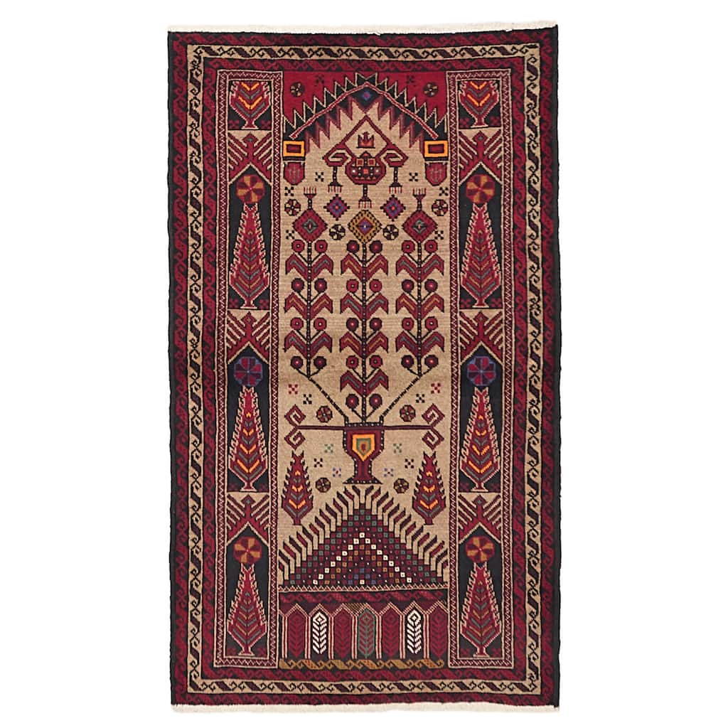 ECARPETGALLERY Hand-knotted Baluch Tan Wool Rug - 3'5 x 5'11