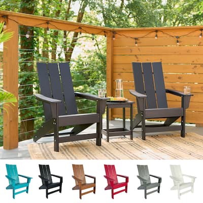 Hampton All Weather Poly Lumber Outdoor Modern Adirondack Chair and Table Set