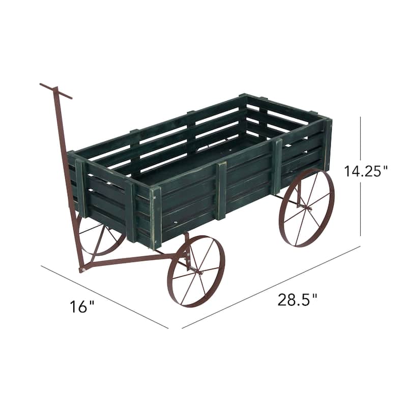 Goldcoast Rustic Wagon Garden Planter with Metal Wheels