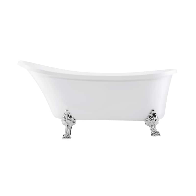 Caché Single Slipper, Clawfoot Soaking Acrylic Bathtub