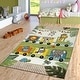 preview thumbnail 5 of 4, Nursery Rug Cute Jungle Animals Locomotive Kids 3D Effect Green Cream