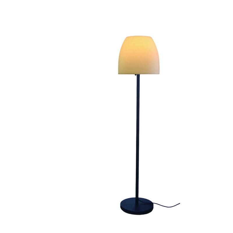 Black and White Steel Floor Lamp with Bowl Fabric Shade and Push Switch - 13" X 12" X 60" (D x W x H)
