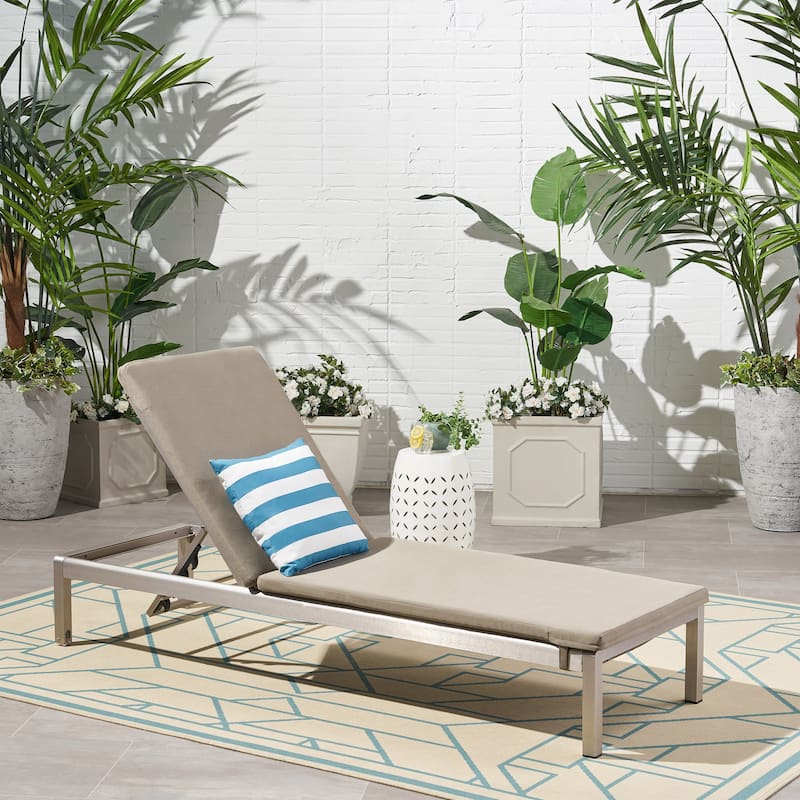Cape Coral Outdoor Water Resistant Fabric Lounge Cushion by Christopher Knight Home - Khaki