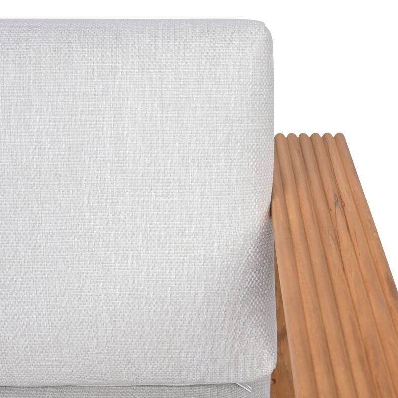 SAFAVIEH Couture Saint Lucia Reeded Teak Wood Patio Chair - 32"W x 30"D x 24"H