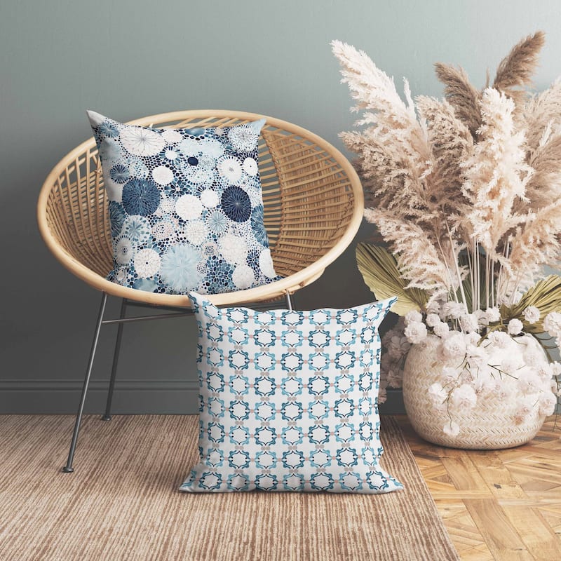 Crystal Drift Faux Suede Reversible Throw Pillow White and Blue