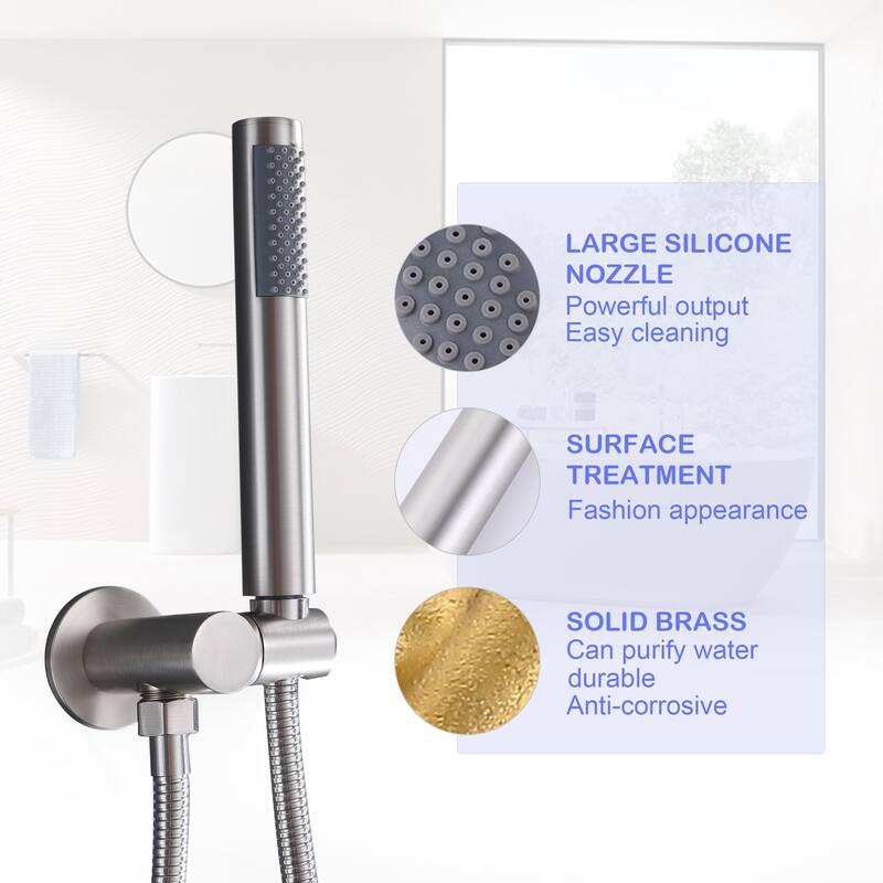 3-Way Complete 12'' Rain Shower System with 4 Body Jets and High-pressure Handheld Shower Head in Black/Nickel/Chrome, Wall