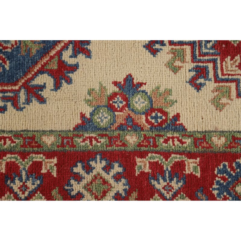 Geometric Beige Kazak Oriental Runner Rug Handmade Wool Carpet - 2'7" x 35'3"