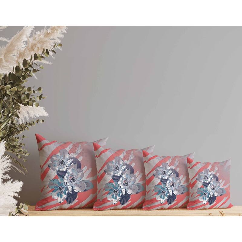 Rosemary Romance Faux Suede Reversible Throw Pillow Silver and Red
