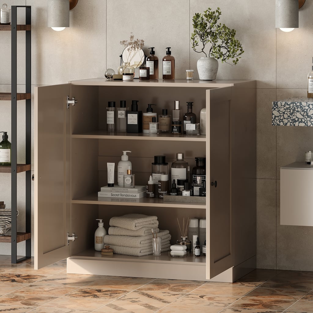 Palace Imports 100% Solid Wood 32" Bathroom Storage Cabinet with Shaker Doors and Adjustable Shelves
