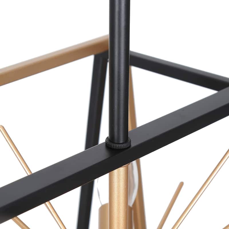 Modern Farmhouse 6-Light Black Gold Sputnik Chandelier Geometric Island Lights for Kitchen