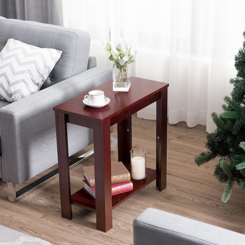 Costway Chair Side Table Coffee Sofa Wooden End Shelf Living Room