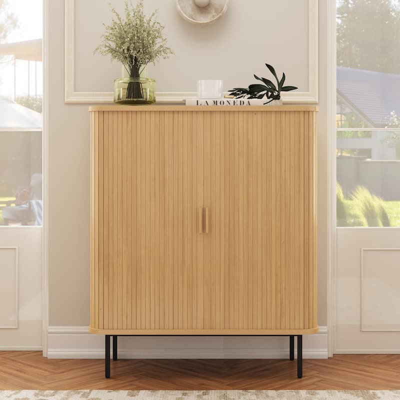 Ribbed Wood Storage Cabinet - 46"x39" - 46"x39"