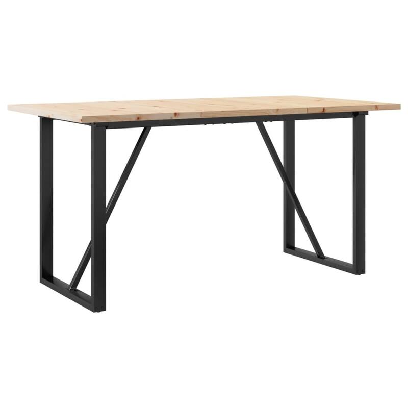 vidaXL Dining Table O-Frame Side Accent Coffee Table Solid Wood Pine and Steel
