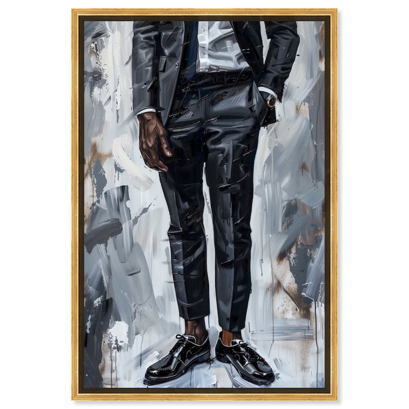 Notoriart Man Of Style Framed Men Style 1 Piece Canvas Wall Art - 21 x 31 - Gold