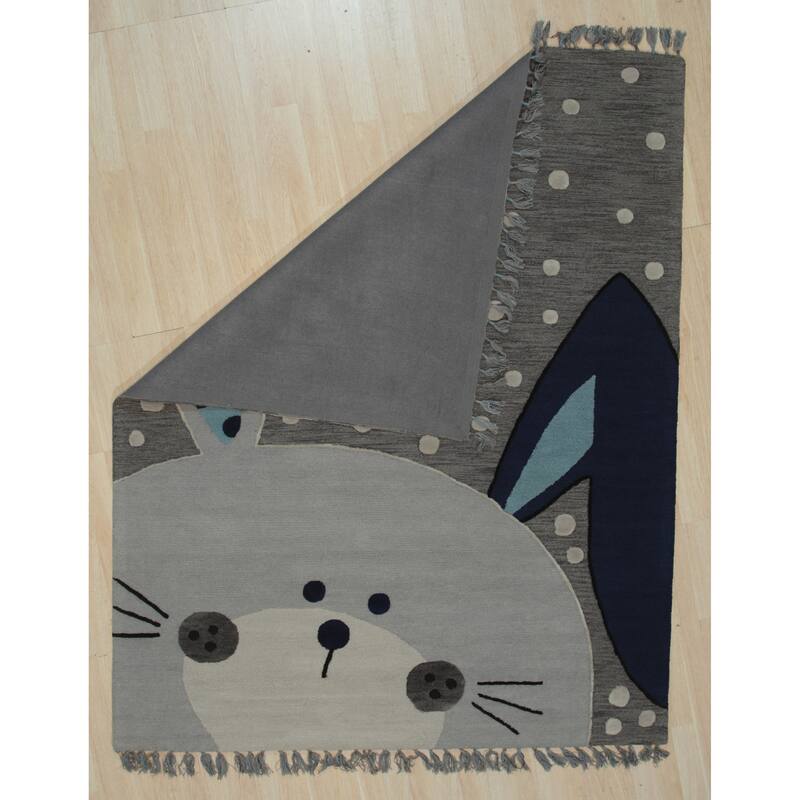 Home Decor EORC Hand-Tufted Wool Children's Rug, Gray Soft & Durable Area Rug for Adding Comfort and Playful Charm to Kids'
