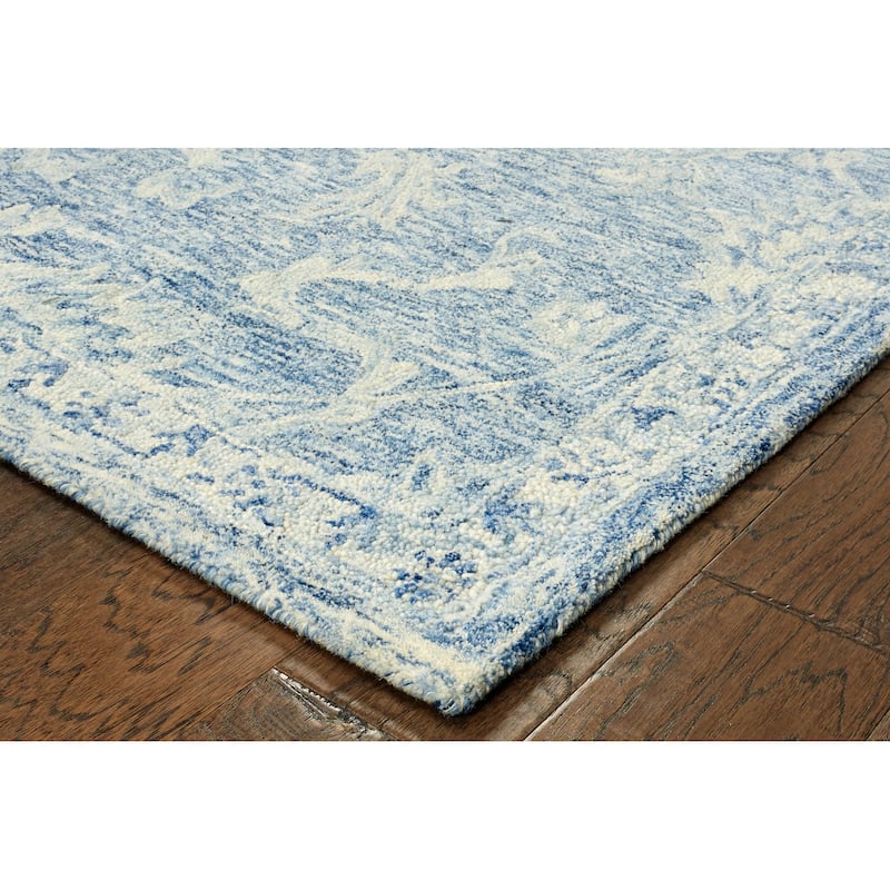 Sevita Blue Hand-tufted Wool Oriental Area Rug