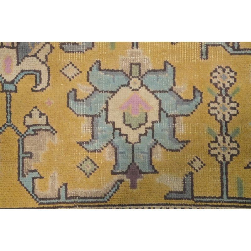 Hand Knotted Oriental 100% Wool Carpet Traditional Floral Yellow & Gold Tabriz Area Rug - 11' 2'' X 8' 0''