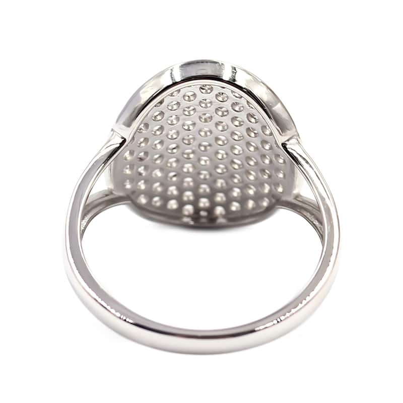 925 Sterling Silver White Natural Zircon Cluster Ring