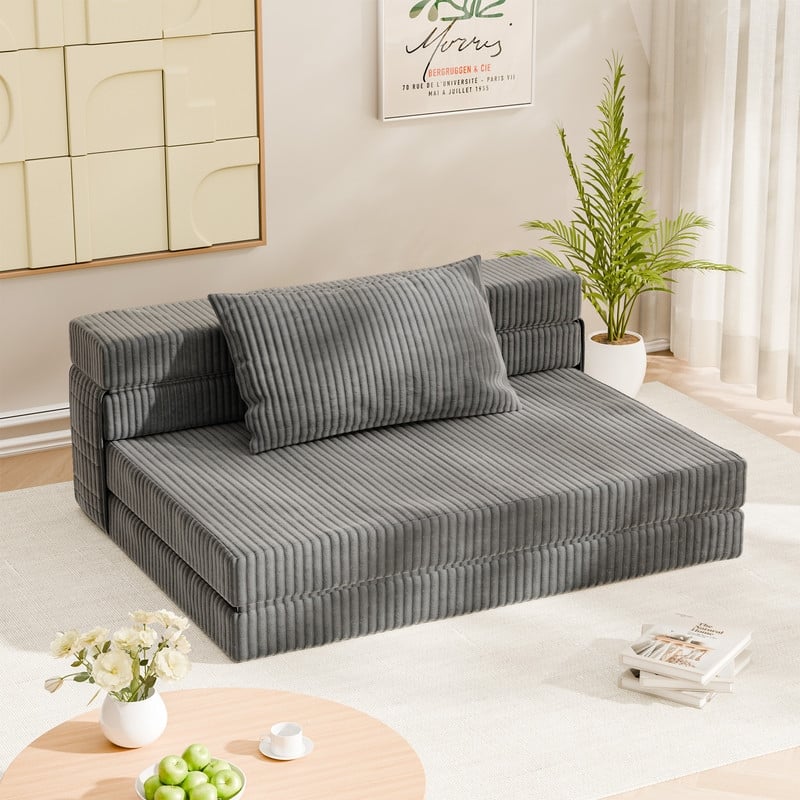 Folding Sofa Bed, Convertible Sleeper Chair with Pilow Foldable Matress, Comfy Floor Sofa Lounge for Living Room, Apartment