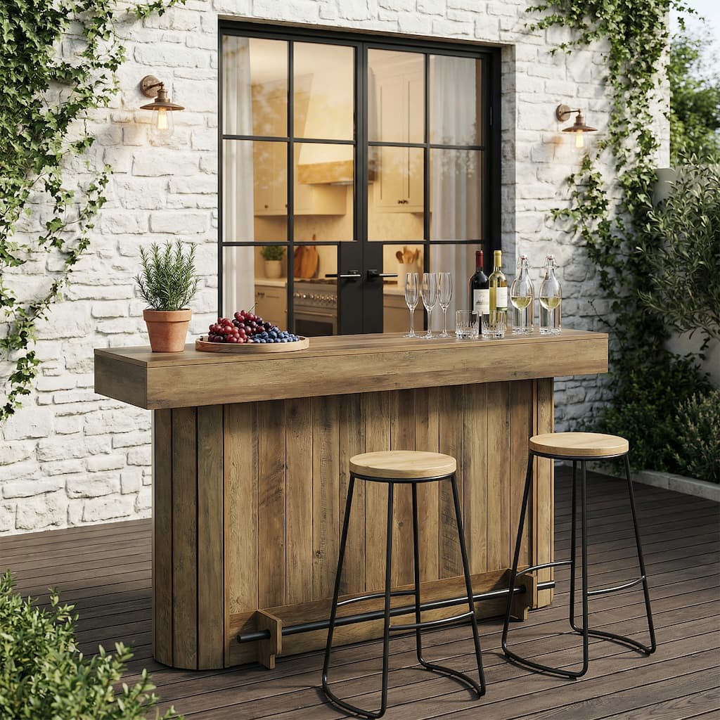 3-Tier Bar Table, 63-Inch Home Bar Unit, Pub Table with Storage Shelves for Living Room, Bistro, Dining Room