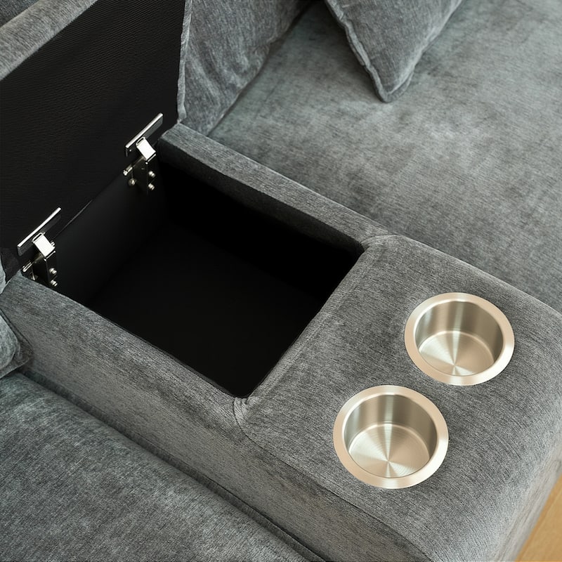 Sofa 144-in Casual Gray 6 -seater Reclining Sectional - 8' x 10'