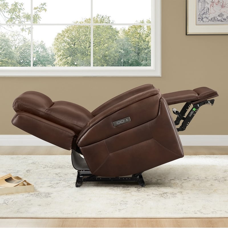 Spruce & Spring Dual Motors Genuine Leather Zero Gravity Recliner with Power Headrest