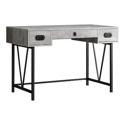 Computer Desk, Home Office, Laptop, Storage Drawers, 48"l, Work, Grey Laminate, Black Metal, Transitional