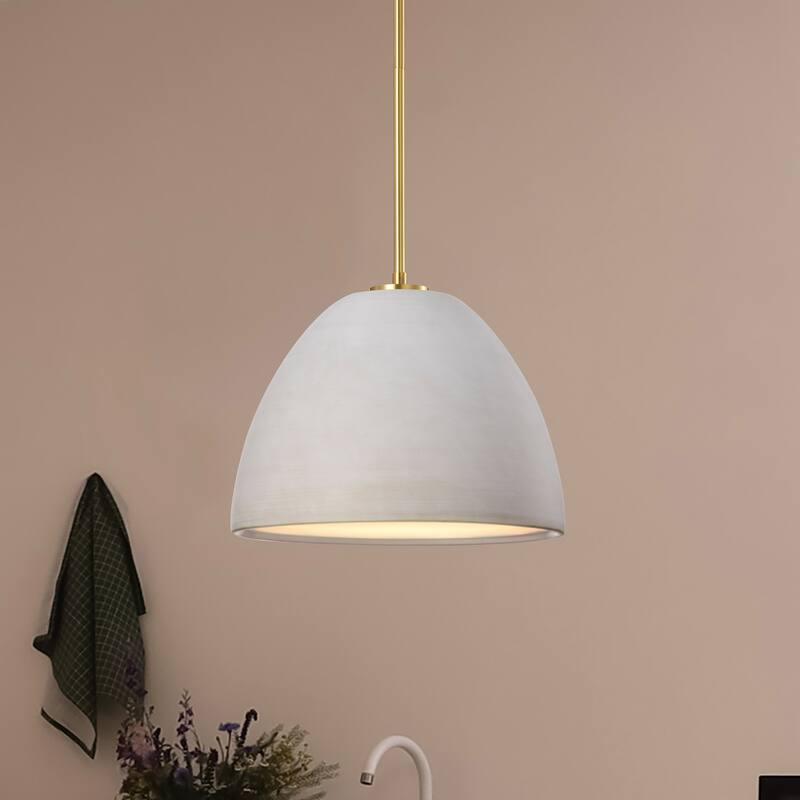 Collins 14 Inch Pendant with White Ceramic - Brushed Brass