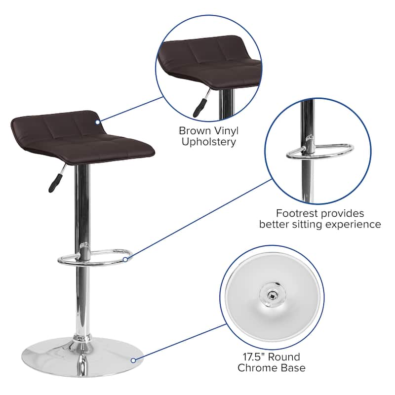 Contemporary Vinyl Adjustable Height Bar Stool - 34.5 to 43"