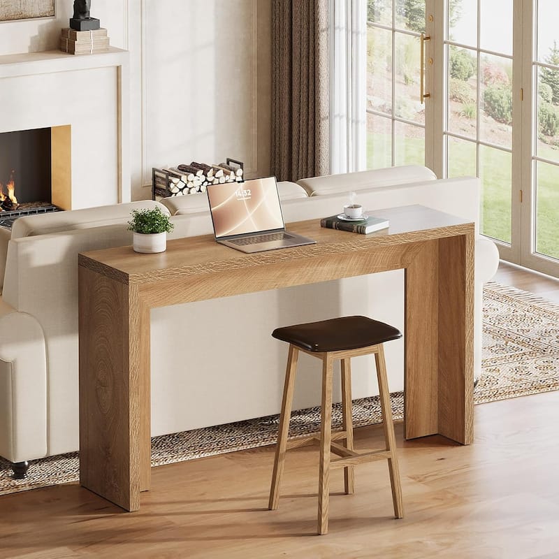 55.1-Inch Wood Long Console Table Sofa Table for Entryway Living Room