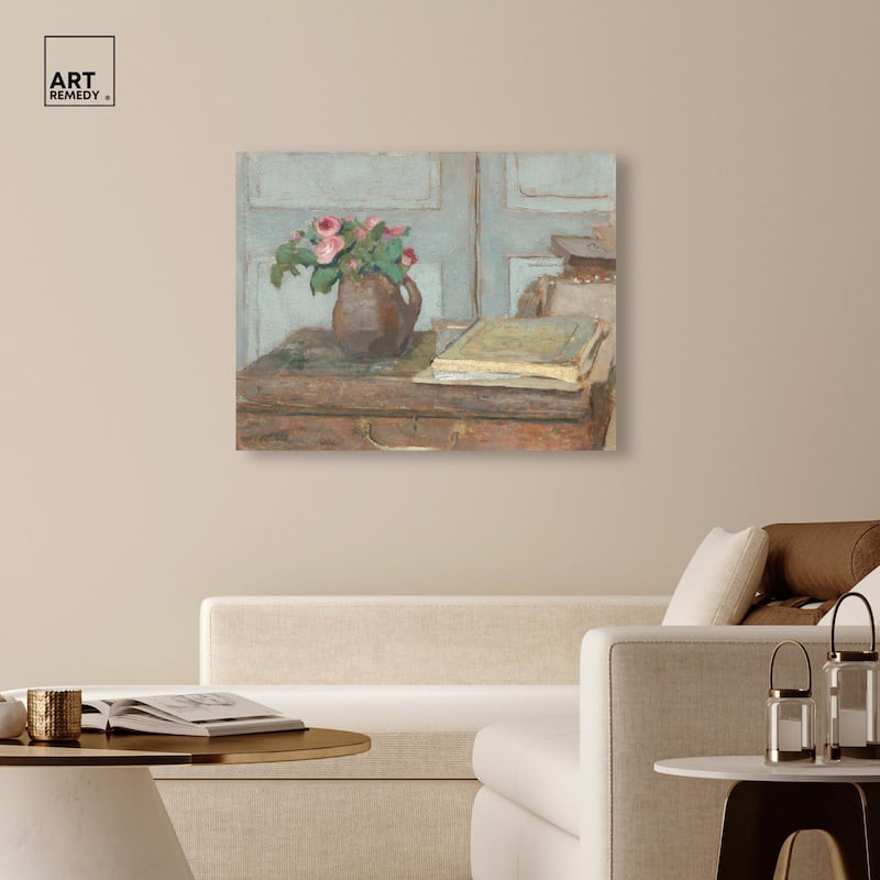 Box and Moss Roses Canvas by Art Remedy, Gallery Wrapped