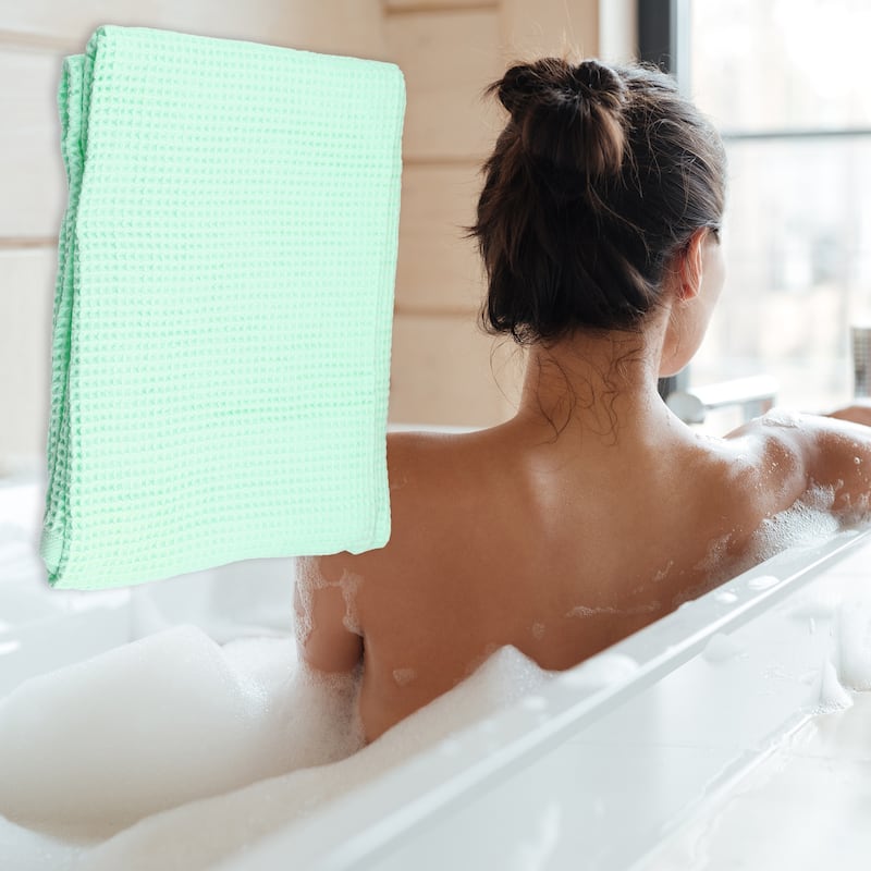 1Pcs Waffle Weave Pattern Soft Absorbent Cotton, Bath Towel, Classic Design, 140x70cm 55.12"x27.56" - Green