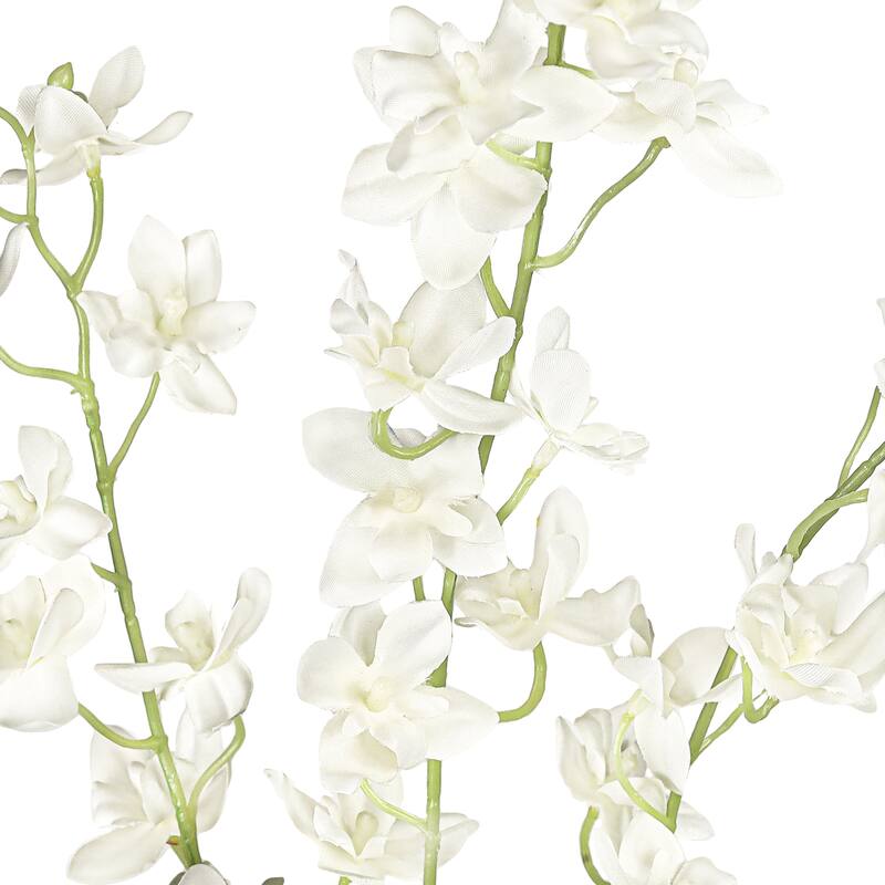 Set of 4 Petite Cream White Artificial Dendrobium Orchid Flower Stem Spray 34in - 34" L x 4" W x 4" DP