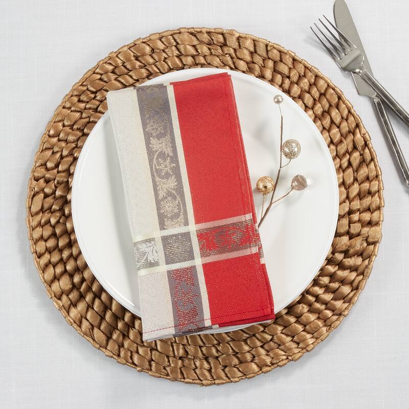 Christmas Napkins With Jacquard Plaid Design (Set of 4)
