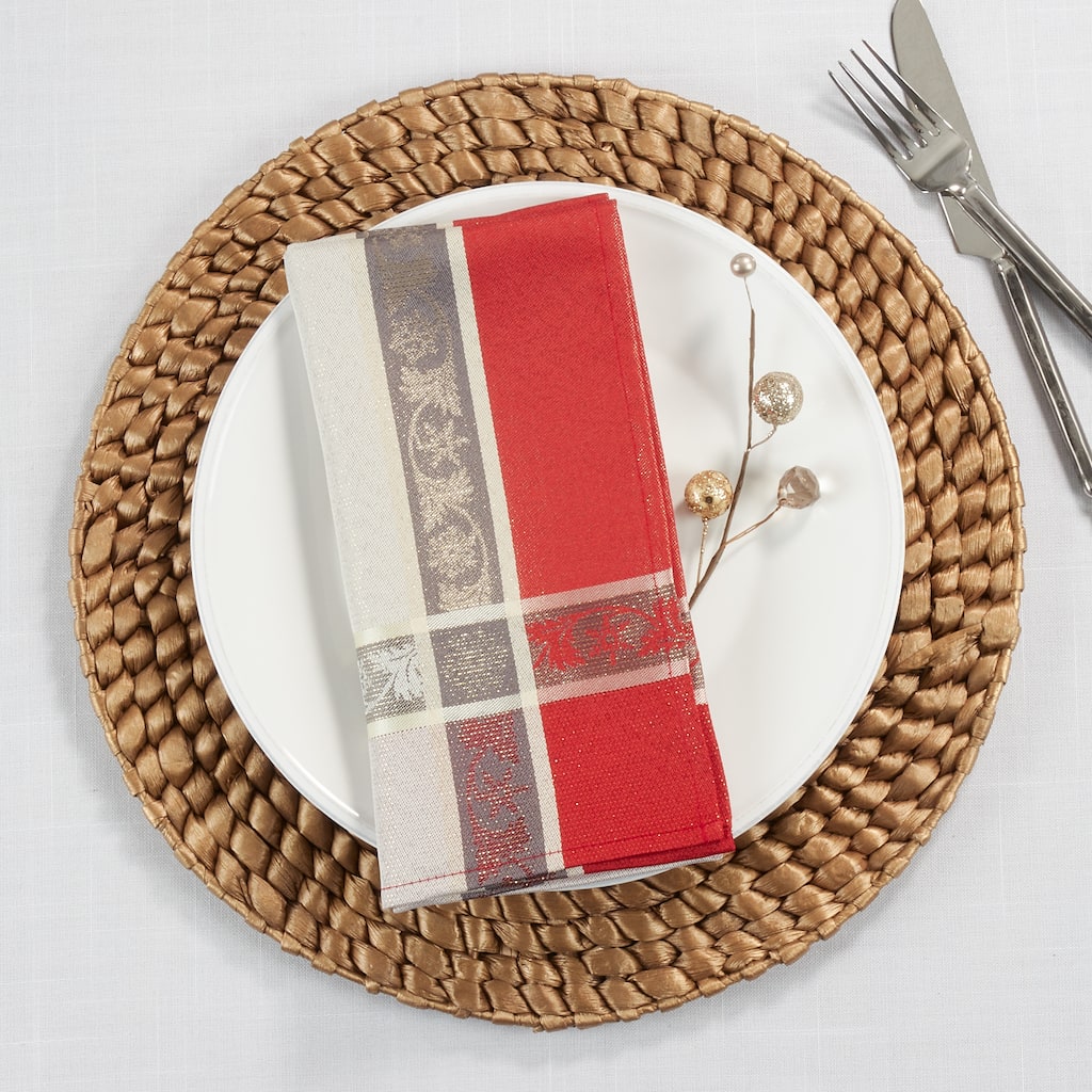 Christmas Napkins With Jacquard Plaid Design (Set of 4)