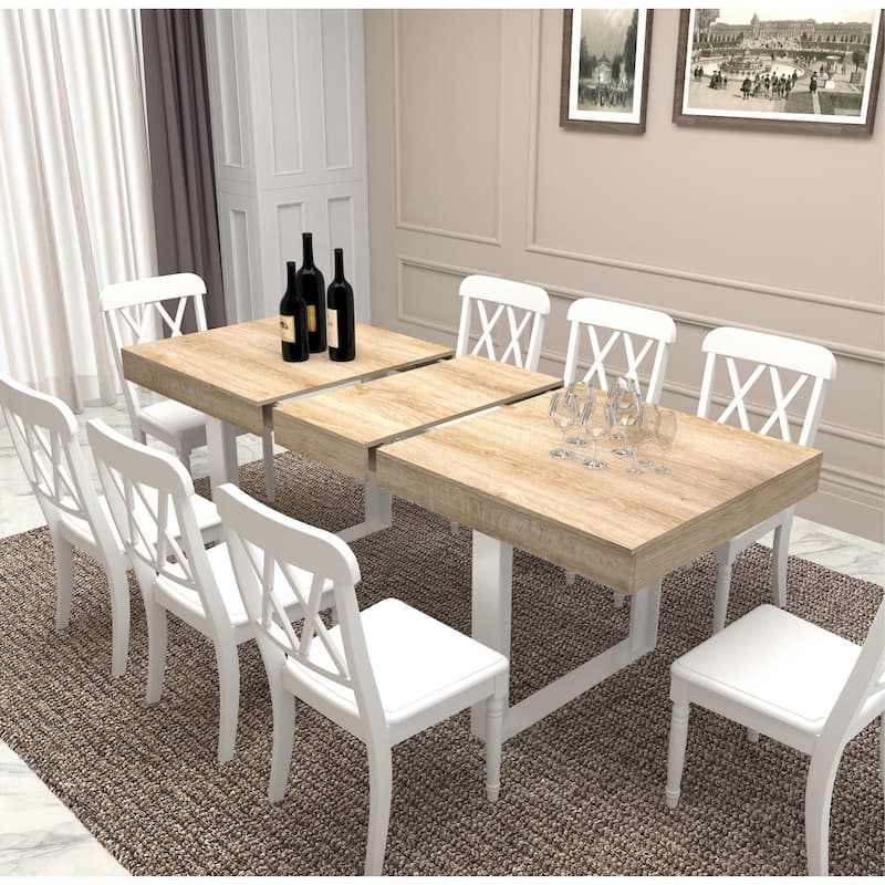 Extendable Modern Farmhouse Dining Table Seats 6-10 - N/A