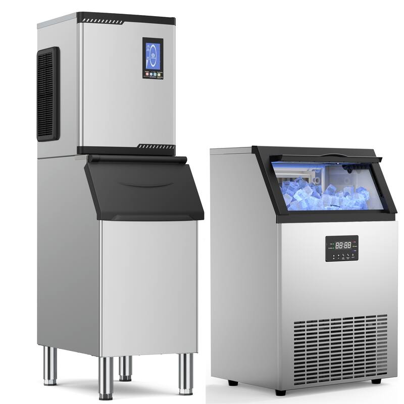 Ice Maker Commercial Ice Machine Stainless Steel Commercial Ice Maker Large Capacity Self-Cleaning