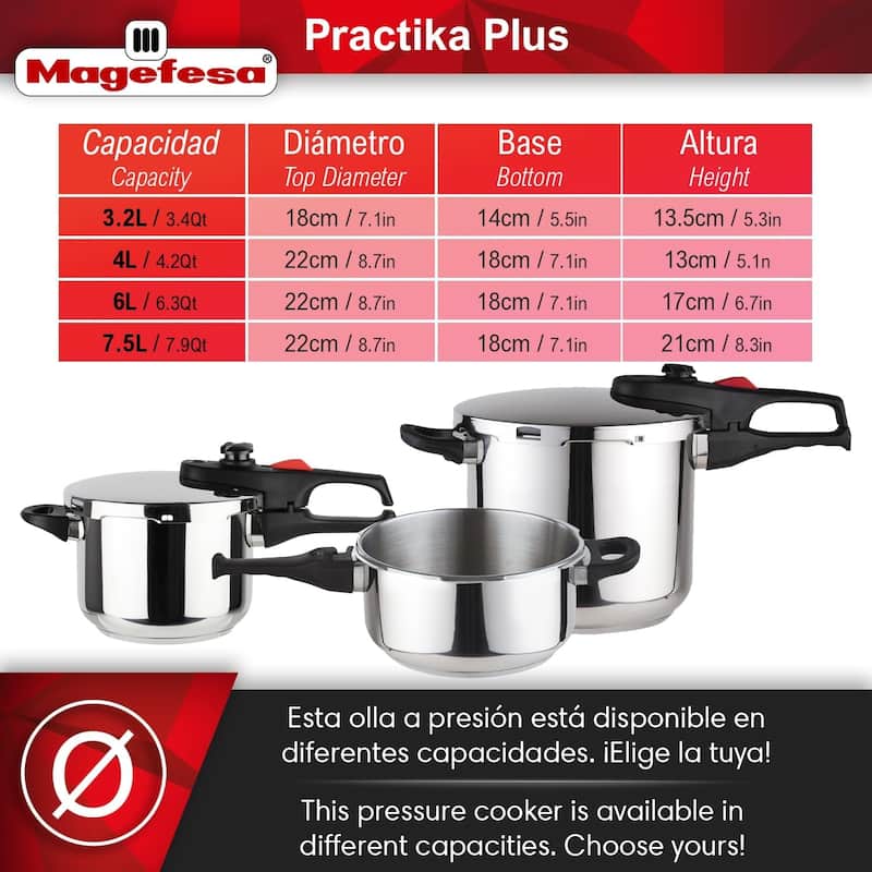 Magefesa Practika Plus 8-Quart Stainless Steel Pressure Cooker