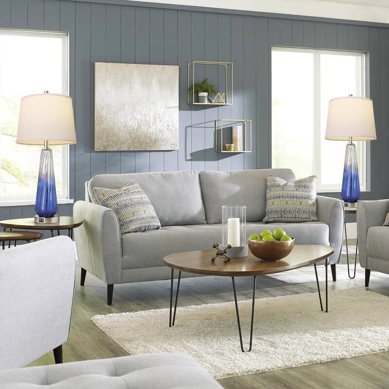 Anmytek Blue Gradient Glass Table Lamps Set of 2 with USB Charging Ports Touch Dimmable