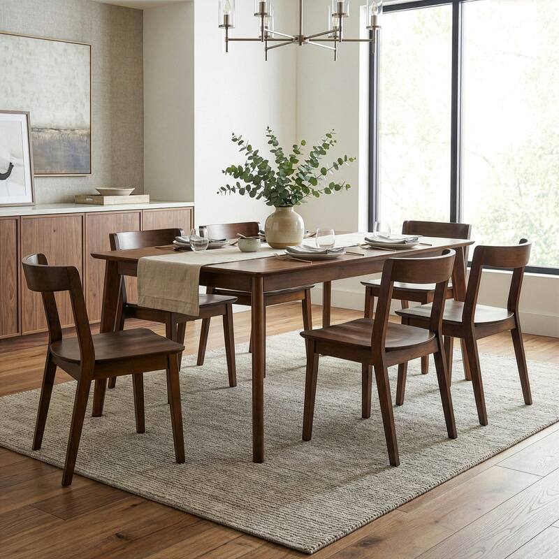 Set of 2 Astor Dark Brown Solid Wood Chair with Curved Back