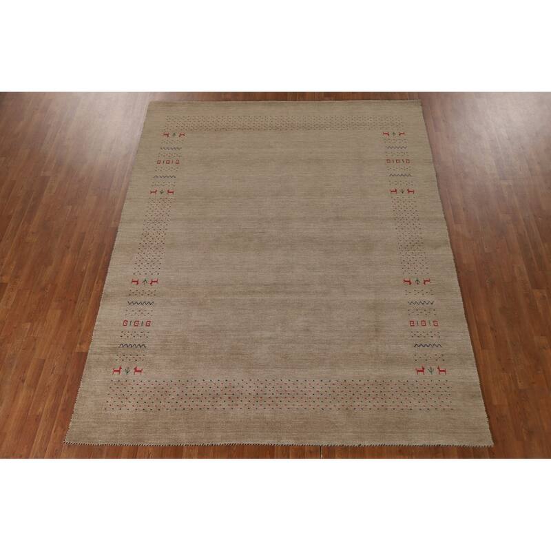 Gabbeh Indian Area Rug Handmade Wool Carpet - 7'9"x 9'10"