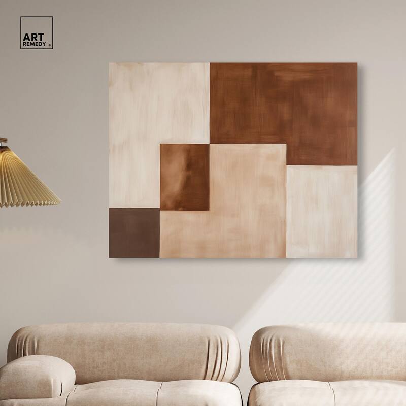 Cream and Brown Panels III Canvas by Art Remedy, Gallery Wrapped