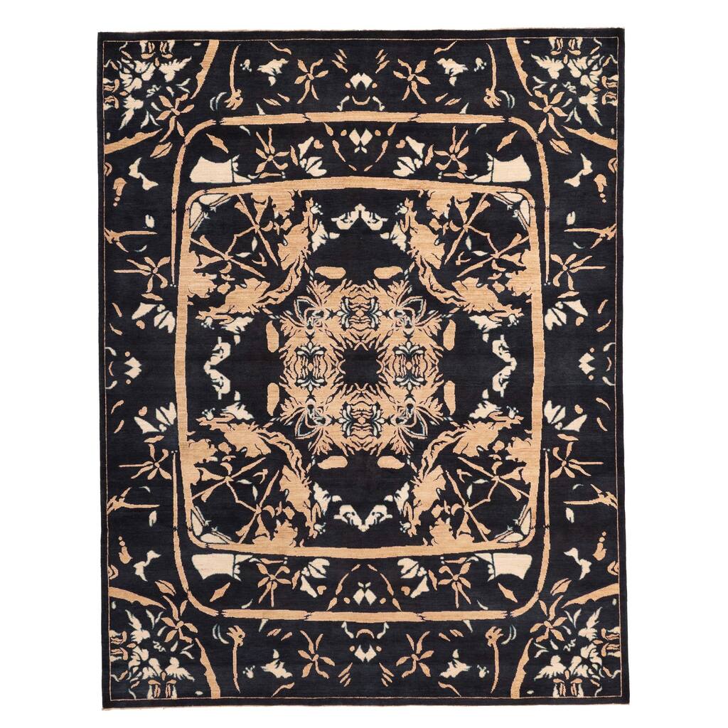ECARPETGALLERY Hand-knotted Signature Collection Black Wool Rug - 8'0 x 10'3
