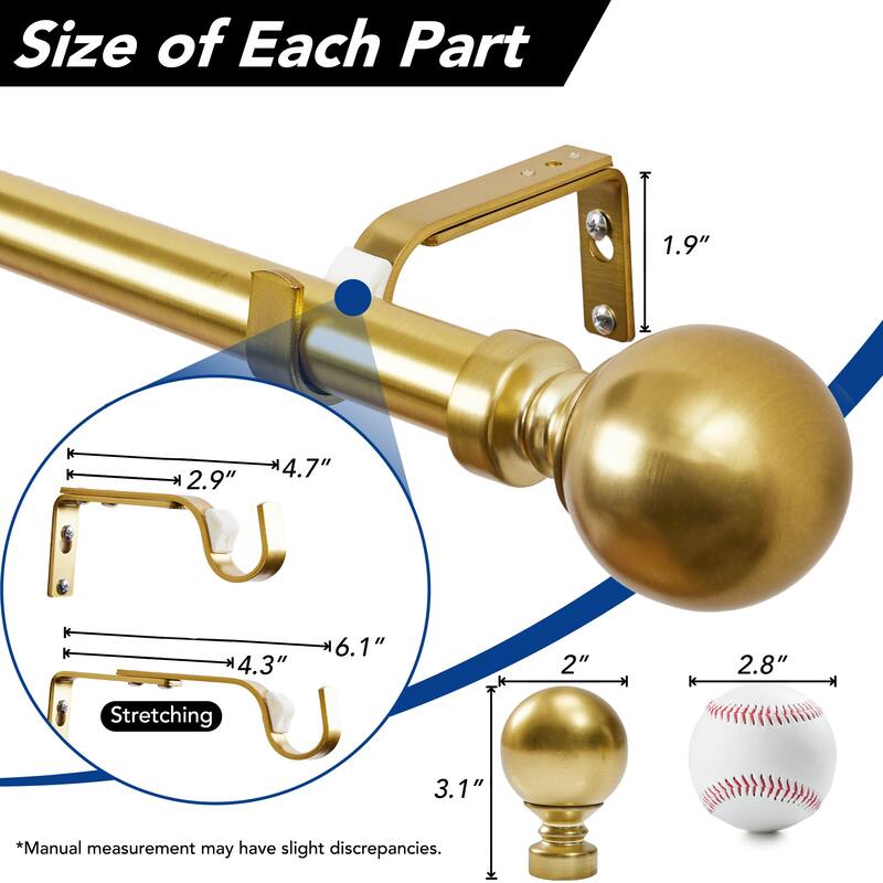 Deconovo 1 Inch Window Curtain Rod