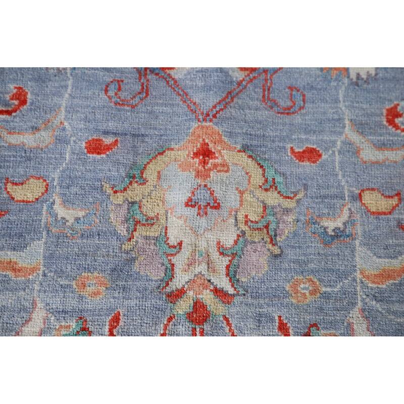 Hand Knotted Oriental 100% Wool Carpet Modern All-Over Navy Blue & Blues Art & Craft Area Rug - 12' 2'' X 8' 9''