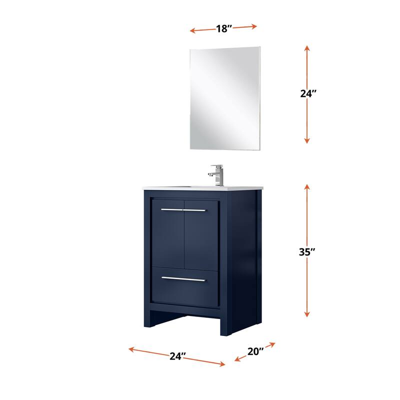 24 in. White Vanity with Quartz Top, Rose Gold Faucet, and 18 in. Mirror - Bathroom Storage Cabinet with Soft-Close Doors